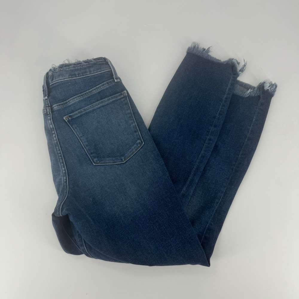 Abercrombie Fitch Simone High Rise Ankle Jeans Women Size 4 Dark Wash Raw‎ Hem